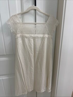 Daniel Cremieux Cream Crochet-Yoke Mini Dress